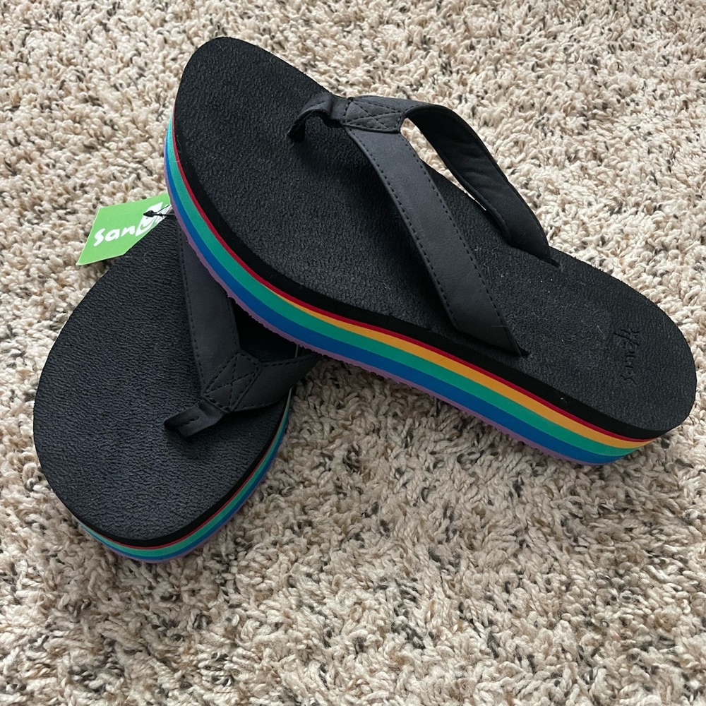 Sanuk rainbow flip flops